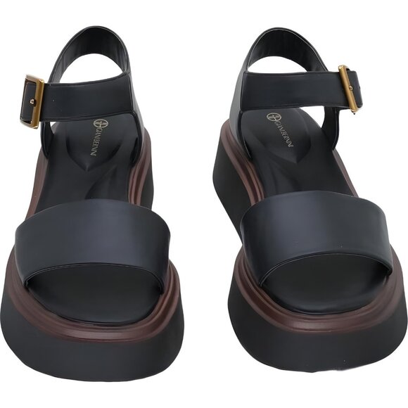 Giani Bernini Teagann Platform Wedge Sandals Black Ankle Strap Women's US 5 - Picture 5 of 6